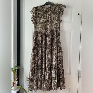 Moon River olive/brown midi dress